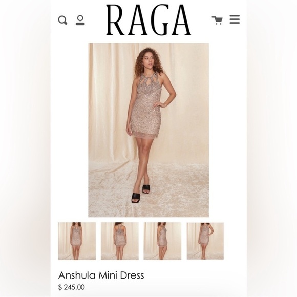 NWT Raga Anshula Mini cocktail sequin gold sparkly dress XS - Picture 3 of 7